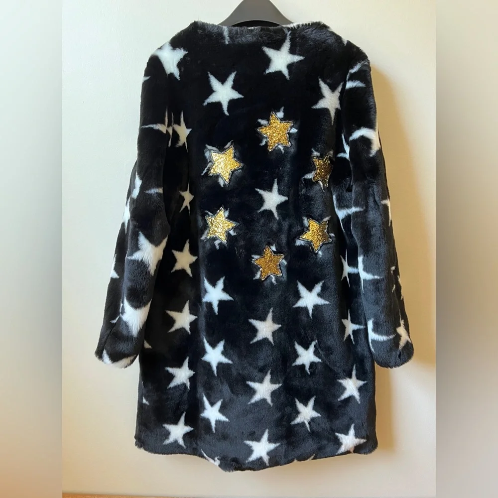 Star Beaded Faux Fur Coat by 5149 - Picture 5 of 9